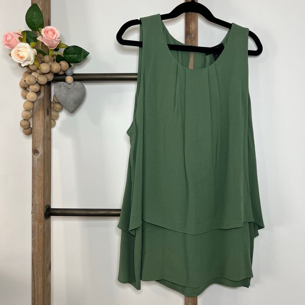 J. Crew Factory Olive Green Sleeveless Layered Blouse